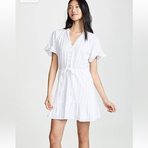 PAIGE White Eyelet Button-Front Tie Waist Mini Dress